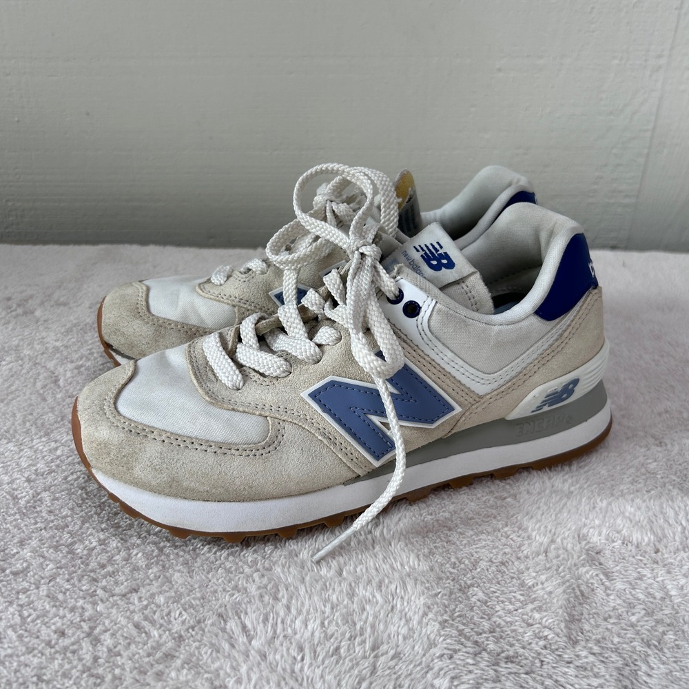 New Balance 574 Angora Blue Suede Sneakers WL574CBL Womens 6